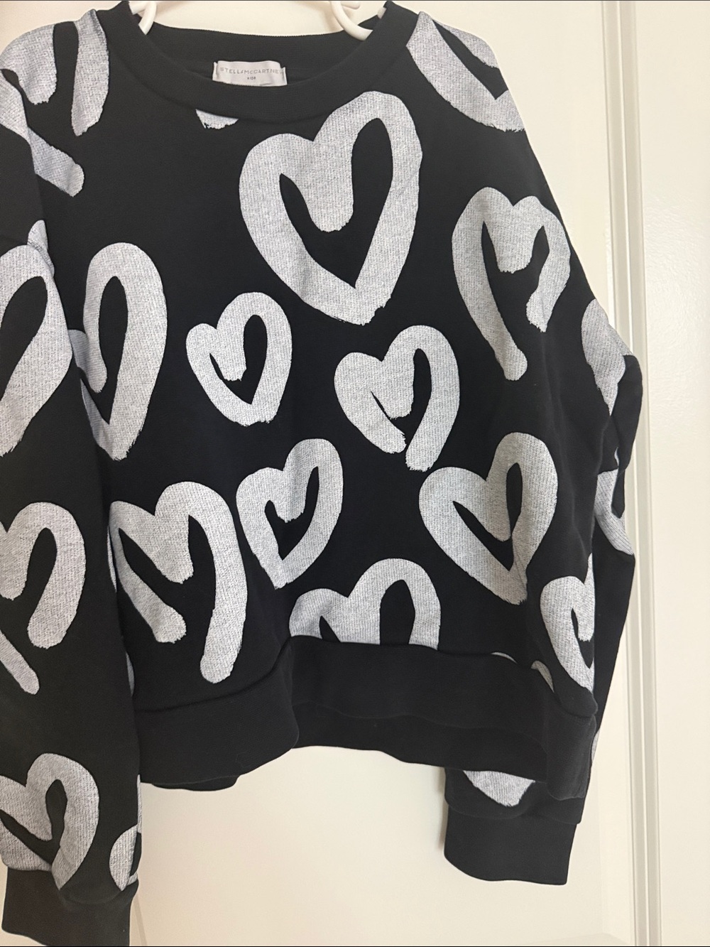 Stella McCartney Black Sweater with White Heart Print